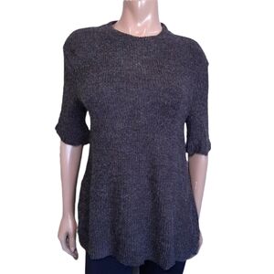 3/$20 Zara Oversized Ribbed Knit Short Sleeve Sweater Raw Hem Drop Shoulder
